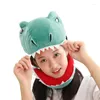 Cappelli Sciarpe Guanti Set Maschera di dinosauro simpatico cartone animato giapponese Adulti Bambini Halloween Party Accessori cosplay Inverno Morbido peluche Animale divertente