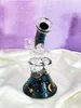 25cm Tall Glow In The Dark bong Bubbler Thick Glass Dab Rigs Hookahs Downstem Perc Smoking Pipe With 14mm Bowl