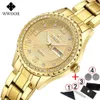 Relojes WWOOR para mujer, reloj de oro informal de marca famosa para mujer, relojes de pulsera impermeables para mujer, reloj dorado con diamantes para mujer 210527247h