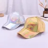 Ball Caps 1Pc Women Men Faux Leather Baseball Cap Glitter Metallic Holographic Rainbow Reflective Hip Hop Adjustable Strapback Peaked Hat 230927