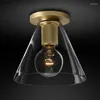 Ceiling Lights Retro Brass Knurled Edison Spotlight All Copper Round Light Modern Glass Lampshade Lamp Home Indoor Lighting Fixture