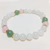 Braccialetti con ciondoli Pietra bianca Rosa Q-uartz Bracciale con perline avventurina verde 8mm Perline Mala Energia curativa Regalo yoga per ragazze