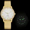 Relógios femininos relógios femininos luxo malha banda pulseira rosa ouro incrustado cristal moda 230927