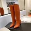 Novas botas de outono e inverno moda feminina salto alto pontudo botas altas até o joelho botas de equitação de luxo moda personalidade designer sapatos de marca tamanho de sapato de fábrica 35-42