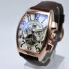 Genève luxe lederen band tourbillon mechanische mannen horloge drop dag datum skelet automatische mannen horloges geschenken FRANCK MULLE272d