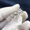 925 Sterling Zilver druppelvormige Cut Row Diamond Platinu Moissanite Engagement Wedding Band ringen voor Vrouwen Gift276D