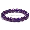 Charm Bracelets Natural Amethyst Women Couple Stone Purple Quartz 6 8 10Mm Bead Bangles Jewelry Gifts 230215 Drop Delivery Dhsnz