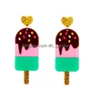 Orecchini a bastone per le donne Acrilico Party Fashion Eardrop Divertente Nuovo cartone animato Colorf Regali Gelato Frutta Ciambelle al limone Uovo fritto Ciondola Dr Smtpj