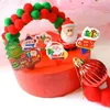 Party Supplies Merry Christmas Cake Decorative Ornaments Cartoon Santa Claus Snowman Tree Soft Plastic Plug-in Card Children Holiday Caking