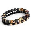 2pcs set Mens Bracelets Lava buddha bracelet For Men Natural Stone Beads Gift Religion Yoga pulseras pulseira masculinaGift holid288k