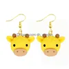 Boucles d'oreilles bâton pour femmes résine goutte drôle personnalisé mignon filles cadeau Eardrop enfants Animal canard lapin hibou ours mouton renard boucles d'oreilles Del Smtih