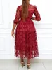 Повседневные платья Элегантное вечернее платье в горошек Красные наряды большого размера на день рождения Сексуальная ретро стильная фатиновая линия трапециевидной формы Slim Fit Весенне-летняя одежда