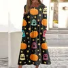 Casual Dresses Long Dress Gracieful Mid-Calf Women Winter 2023 Runda nackärmar Halloween Frocks Dising Girls Ropa de Mujer