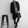 Мужская шерстяная куртка Mafokuwz, японская ветровка, длинный толстый теплый плащ, модная свободная шерстяная ткань, корейская уличная куртка 230927