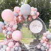 Balon Garland Zestaw Macaron Grey and Pink Balon 4D Rose Gold Foil Balloony Zestaw Wesela Baby Shower Birthday Party Dekoracje 2285G