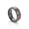 Cluster Rings SHOUMAN 2023 Fashion And Creative Vintage Titanium Steel Black Background Wood Grain Shell Couple Ring Jewelry Source