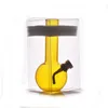 Mini épais narguilé capiteux voyage portable jaune verre coloré eau dab plate-forme bong pipe à tabac recycleur cendres receveur bongs avec métal fumant arc d'herbes sèches