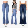 Jeans pour femmes taille haute évasée pour femmes été maigre cloche bas jean pantalon femme bouton dame sexy push up denim pantalon printemps