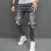 Men's Jeans New Men Stylish Ripped Skinny Pencil Jeans Pants Streetwear Male Hip Hop Holes Stretch Slim Denim Trousers J230928