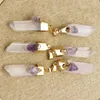 Pendant Necklaces Natural Raw Mineral White Crystal Column Reiki Healing Amethyst Necklace Charm Jewelry Wholesale 6Pcs/Lot