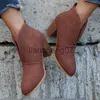 Boots New Women Boots Boots v Cutout Cacked Heel Booties Fashion Chelsea Boots Ladies Pu Botas Zapatos Mujer Plus Size Shoes X0928