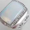 Ogromny biały ogień Opal Silver Crystal Pierścień męski rozmiar 7 8 9 102114