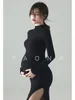 Zwangerschapsjurken Zwart Sexy Zwangerschapsjurken Pography Rekwisieten Split Side Lange Zwangerschapskleding Po Shoot Voor Zwangere Vrouwen Maxi-jurk 230927