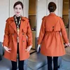 Trenchs de femmes 2023 printemps automne manteau femme coréen double boutonnage mi-long femmes pardessus coupe-vent femme H16