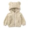 Jaquetas crianças casacos de inverno 2023 crianças outerwear menino urso orelha quente velo hoodie bebê meninas para outono primavera roupas 230928