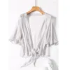 Eşarplar Klasik Silk hırka Mulberry Sunprotection gömlek gevşek şal Kore versiyonu küçük yelek çok renkli seçeneği 230928