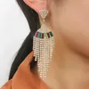 Pendientes colgantes HYSECMAO Charm Crystal Long Borla Gota para mujer Cadena de moda Declaración Rhinestone Novia Pendiente Joyería de boda Regalo