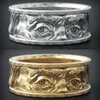 Creative Unusual Face Jewelry Carving Gaze Both Eyes Golden Rings Size 7-12 Men And Women Charm Halloween Gifts MENGYI Cluster244M