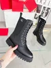 Luxury Martin Boots Women Ankle Boot S High Heel Shoes Black Calfskin Leather Birgitta Spiked Zip Around Lady Chunky Heeled Rubber EU35-42