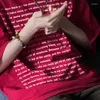 Erkek Tişörtleri Yaz Mektubu Baskılı Kısa Kollu T-Shirt Amerikan Sağ Omuz Nedensel Gevşek Sokak Orta Kollu Tişörtler Erkek Giysiler