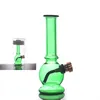 도매 녹색 미니 물 담뱃대 보호 가능한 최신 유리 물 담배 장비 담배 파이프 다운 스템 금속 마른 허브 보울