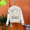 Fall/winter Off Brand White Jacket 2023 Fashion New Hand-embroidered Wool Bomber Coat Men's and Women's Baseball Coats7h5r