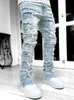 Новая мода с вышивкой в стиле пэчворк, коричневые мешковатые мужские джинсы, брюки, мужская одежда Y2K, прямые хлопковые брюки в стиле хип-хоп, Pantalon Homme