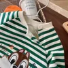 Rompers Baby Striped Rompers Clothes 0-2 Years Old Autumn Winter Boy's And Girl's Baby Cute Cartoon Crawling Clothes Baby Jumpsuit 230927