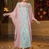 Ethnische Kleidung Ramadan Eid Muslimische Frauen Fledermausärmel Perlen Robe Marokkanische Partykleider Dubai Abaya Türkisch Afrikanischer Kaftan Arabisch Musulman