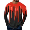 Heren T-shirts Halloween Red Melt Mark bedrukt shirt met lange mouwen is modieus, comfortabel en casual