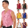 Men's Vests Mens Sequins Dress Vest Shiny Slim Fit V Neck Tuxedo Waistcoat for Hip Hop Jazz Latin Street Dance Stage Performance Costumes 230927