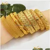 Bangle 4 Stukslot Indiase Goud Kleur Armbanden Charme Armbanden Voor Vrouwen Afrikaanse Sieraden Luxe Dubai Plated Sieraden Gift Drop Delivery Dho71