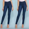 Damen-Jeans, Vintage-Jeans, für Damen, dunkelblau, klassisch, mittlere Taille, schmale Taschen, Hosen, Alltagsleben