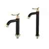 Bathroom Sink Faucets Black Golden Tall Basin Faucet Single Cold Stainless Steel Washbasin Water Tap Cabinet Vessel One Hole G1/2