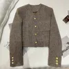 Mélanges de laine pour femmes kaki court femmes veste automne angleterre Style Simple Tweed manteau femme coréen Chic simple boutonnage col rond vêtements d'extérieur 230927