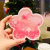 Glitter Coasters İçecekler İçin Sevimli Ocean Rainbow Sakura Hızlı Kum Akan İçecek Mats Pads251o