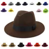 Wide Brim Hats Bucket Hats Breathable Solid Color Classic Black Elastic Fedora Hat Unisex Wool Felt Jazz Hats Elegant Men Women Wide Brim Panama Trilby Cap 230927