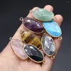 Pendant Necklaces 5 Pcs Oval Shape Random Faceted Healing Crystal Stone Connectors Agate Charms For Making Jewelry Necklace Gift