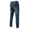AIOPESON, хлопковые эластичные синие джинсы, мужские повседневные однотонные мужские джинсовые брюки со средней талией, осенние джинсы высокого качества на молнии для мужчин