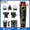 エレクトリックシェーバー1/3PCS Kemei 5 in 1 LCD電動シェーバー長いヒゲ用電気シェーバー多機能USB充電式ノーズヘアカットマシンYQ230928